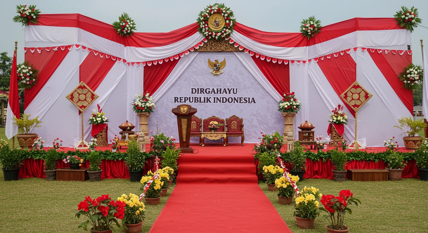 dekorasi podium upacara agustusan